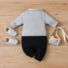 PATPAT Baby Newborn Infant Boys Gender Neutral Long Sleeve Button Grey Bow Tie Romper Jumpsuit Outfits Clothes - 2 of 4