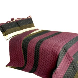 Slickblue Quilt Set Full/Queen with 2 Shams, Pre-Washed Reversible Bedding, Horizontal Stripes, 10 Colors, 3 Piece - 1 of 4