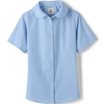 Lands' End School Uniform Kids Short Sleeve Peter Pan Collar Broadcloth Shirt