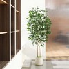 DR.Planzen Artificial Ficus Tree Adjustable Faux Tree with Real-Wood Branches & White Planter Indoor/Outdoor Perfect Home Decor for House Gift - 4 of 4