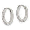 Chisel Stainless Steel Polished with Preciosa Crystal 2mm Hinged Hoop Earrings - 2 of 4