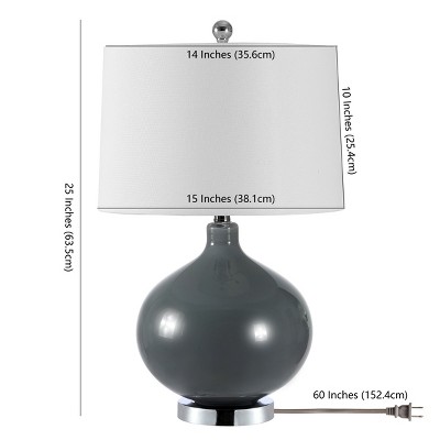 Masera 25-inch Grey Glass Table Lamp Set with USB Ports