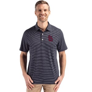 St Louis Cardinals Cutter & Buck Forge Epic Confidence Fine Line Stripe Stretch Recycled Mens Polo - 1 of 1