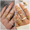 Gold Plated Jewelry Set for Women, 14K Layered Necklace Stackable Bracelets Rings & Earrings Gold Chunky - 4 of 4
