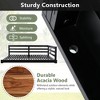 Full Size Outdoor Acacia Wood Porch Swing Daybed with Hemp Ropes, Minimalist Open-Side Hanging Bed - 3 of 4