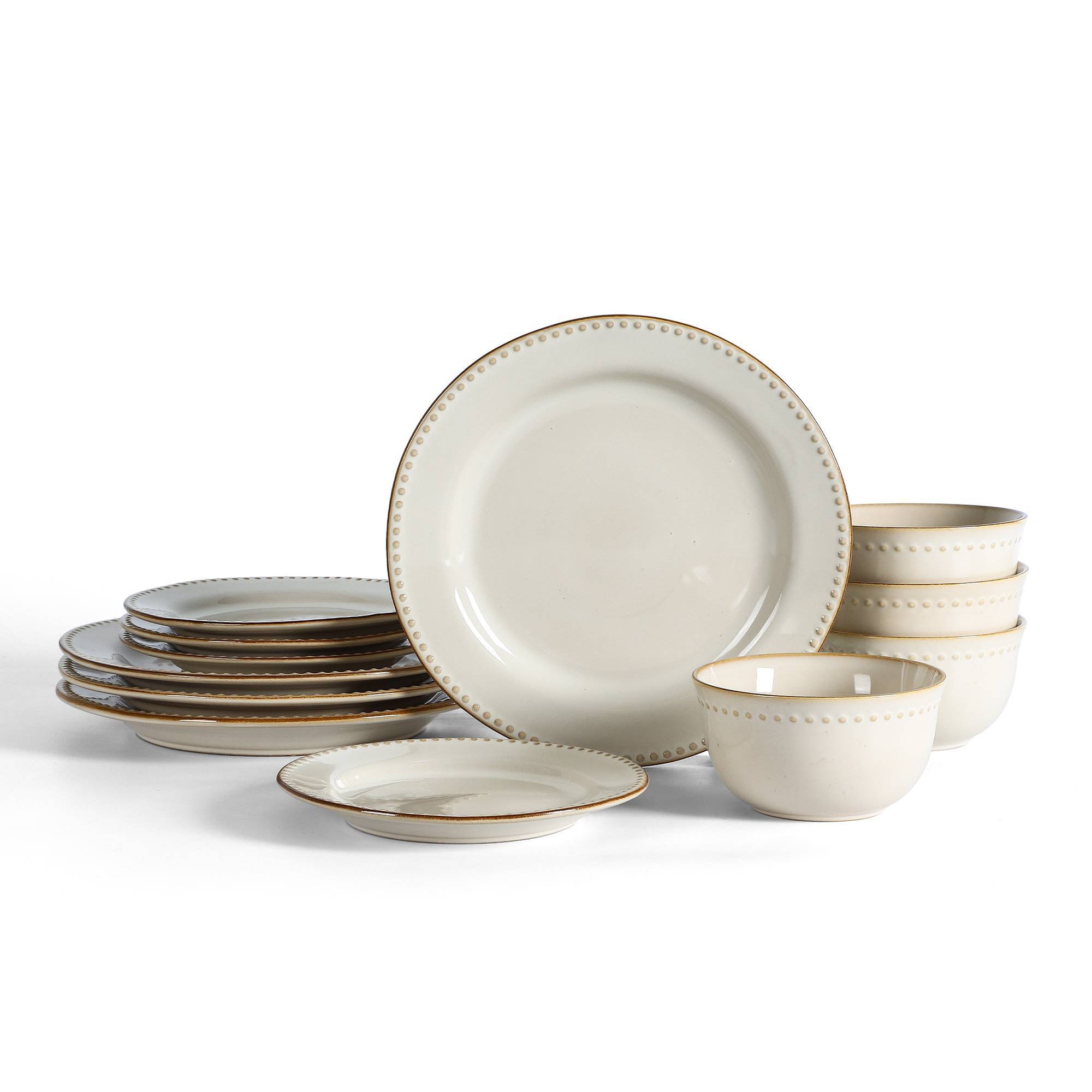 Stone Lain 12pc Comet Stoneware Dinnerware Set Cream