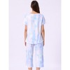 cheibear Women's Pajama Set Tie Dye Short Sleeve Capri Pants Lounge Sets with Pockets - 4 of 4