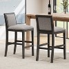 41"H Bar Stools Set of 2, Upholstered Accent Dining Stool Chairs with Footrest for Kitchen/Bedroom/Dining Room -ModernLuxe - image 2 of 4