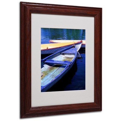 Bois de Boulogne Boats Framed Canvas Print with Dark Wood Frame
