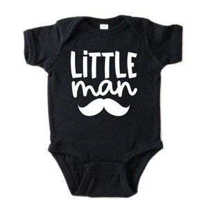 The Juniper Shop Little Man Mustache Baby Short Sleeve Bodysuit - 6M - Black - 1 of 4