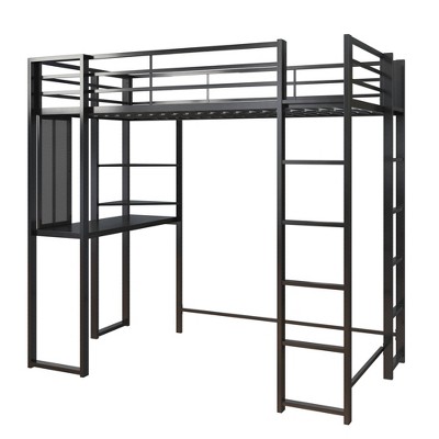 black wooden loft bed