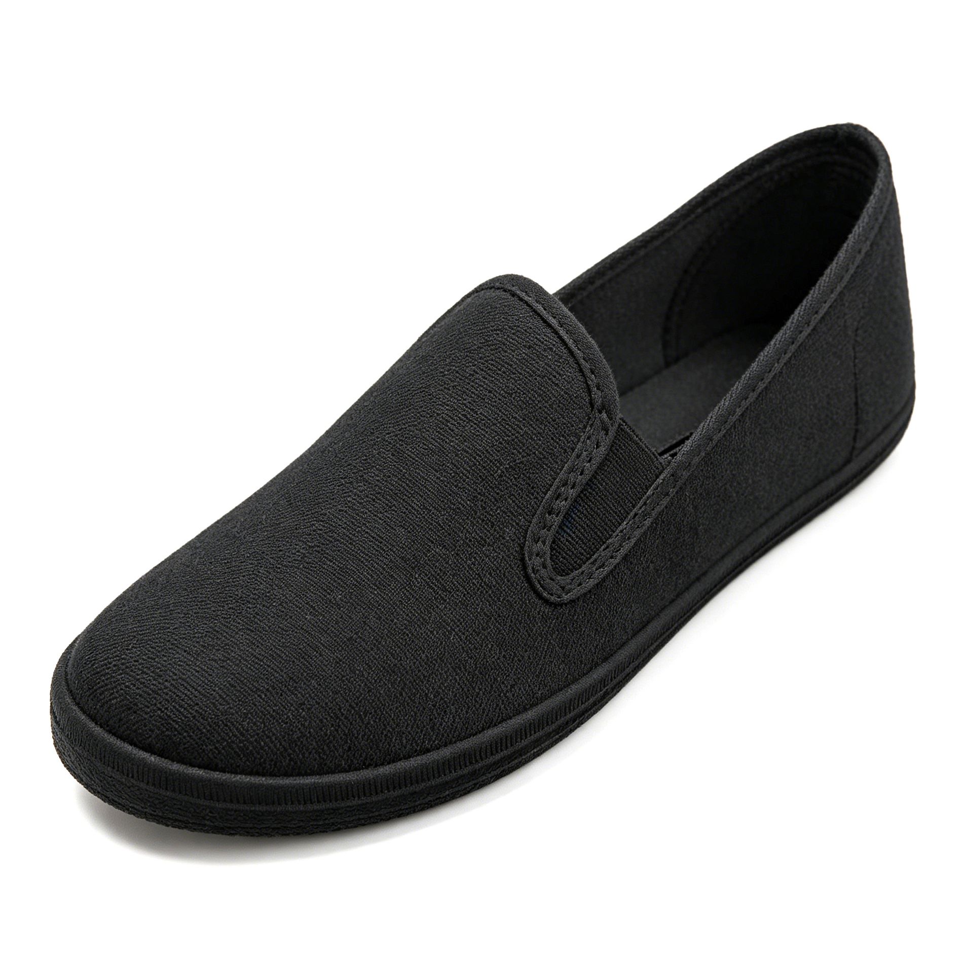 Women's Canvas Loafers Sneakers Black Slip On Fashion Twin Gore Boat Deck Shoes