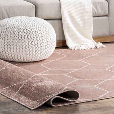 Pink Geometric Synthetic Medium Pile 4' x 6' Area Rug