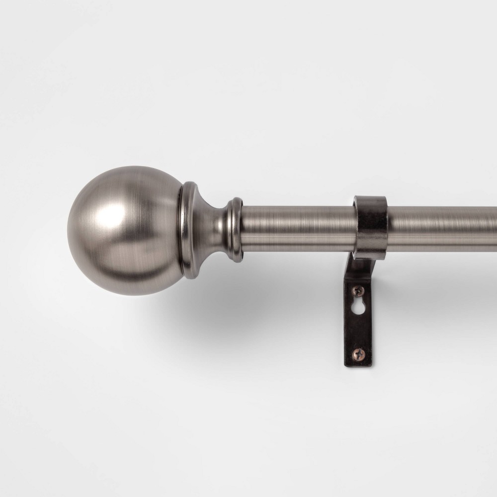 36"-66" Ball Curtain Rod Pewter - Threshold™: Adjustable Metal, Antiqued Finish, Single Rod, 30lb Capacity