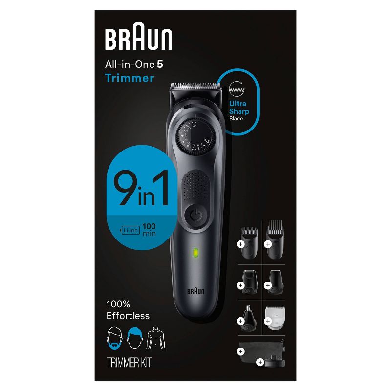 BRAUN ALL-IN-ONE STYLE KIT SERIES 5 AIO5490 RECHARGEABLE 9-IN-1 BODY, BEARD &#38; HAIR TRIMMER, 1 of 10
