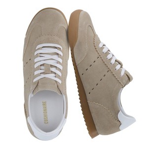 CUSHIONAIRE Tick Tock Women's Genuine Leather Lace-Up Casual Sneaker – Retro-Inspired Walking Shoe with Gum Rubber Outsole, Cushioned Arch Support - 1 of 4