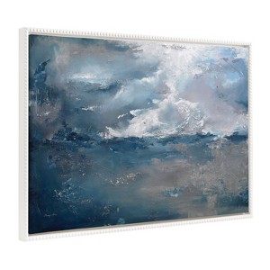 Kate and Laurel Sylvie Beaded Shades of Blue Framed Canvas by Mackenzie Nelson - 1 of 4