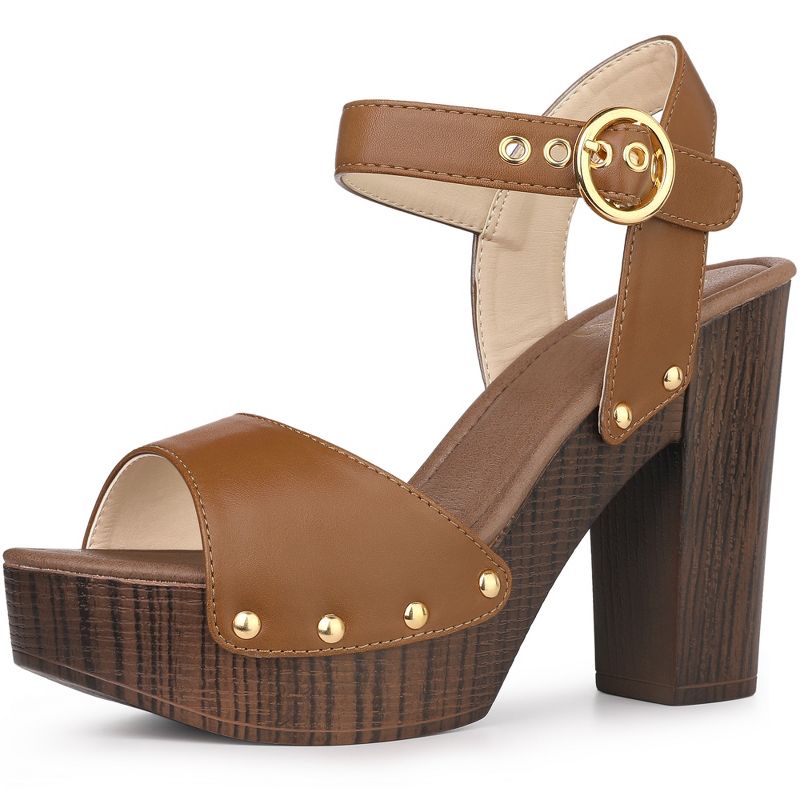 Perphy Platform Buckle Ankle Strap Chunky High Heels Sandals for Women, 1 of 7