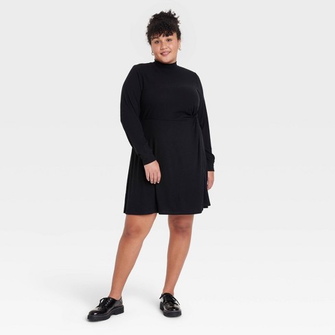 Women's Long Sleeve Mini Dress - Ava Viv™ Black 4X