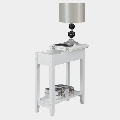 White MDF Rectangular End Table with Charging Station and Storage