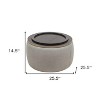 HomeRoots 26" Gray and Natural Fabric And Wood Reversible Tray Top Round Storage Ottoman - 3 of 4