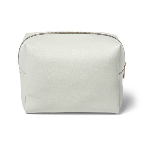 Samantha Margaret Bride Faux Leather Makeup Bag - White/Silver