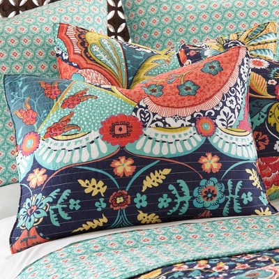 Jules Twin Red Cotton Reversible Quilt Set