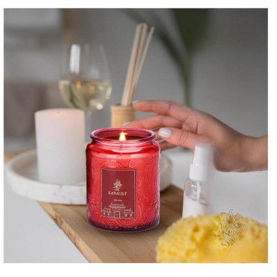 Lavender Amber Scented Red Ceramic Soy Candle Jar