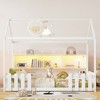 KIGFTSOD Twin Size House Bed with LED Light, Wood House Bed with Storage Bookshelf, Floor House Bed with Guardrails for Kids - 3 of 4