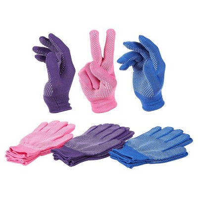 Juvale 6 Pairs Women's Polyester Work Gloves - Knit Gloves - Garden Gloves, Purple, Pink, Blue