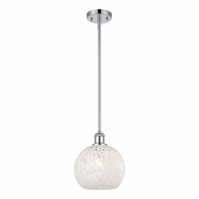 White Mouchette - 1 Light Stem Hung Mini Pendant In Modern Style-10 Inches Tall and 8 Inches Wide