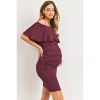 Hello Miz Women's Fitted Ruffle Off Shoulder Maternity Dress - 2 of 4