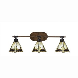 Toltec Lighting Blacksmith 3 - Light Vanity in  Painted Wood/Dark Granite with 7" Zion Art Glass Shade - 1 of 1