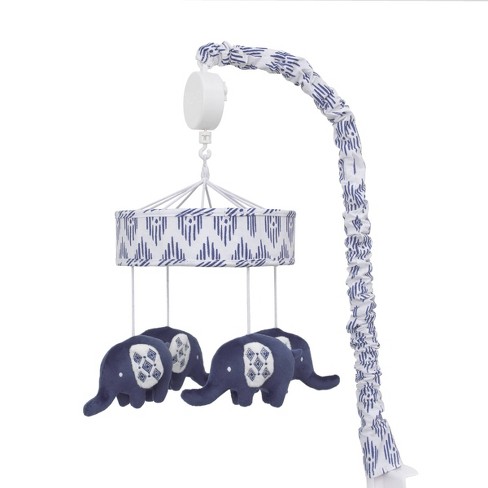 Nojo Indigo Hues Blue And White Nursery Crib Musical Mobile With