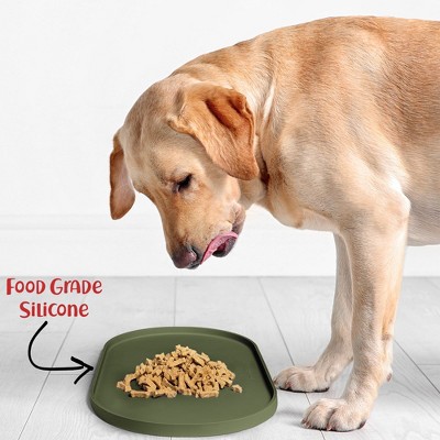 Small Khaki Green Silicone Waterproof Dog Food Mat