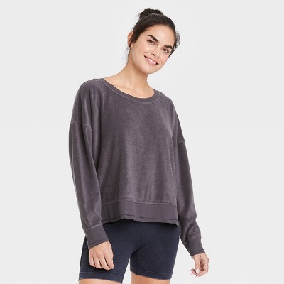 Women's Terry Cloth Open Back Pullover Sweatshirt - JoyLab™