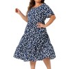 Agnes Orinda Women's Plus Size Polka Dots Short Sleeve Layered Tunic Midi Dresses - image 2 of 4