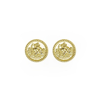 Sanctuaire Saint Christopher Medallion Coin Stud Earrings Gold : Target