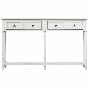 Rectangular Console Table for Entryway, Sofa Table with 2 Drawers, Wood Frame and Legs, Fixed Lower Shelf, Round Deco Knobs, Living Room Table - 1 of 4