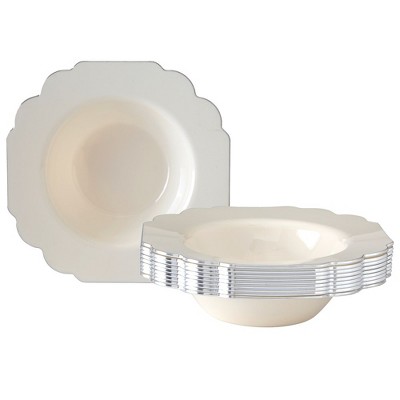 Silver Spoons Elegant Disposable Plastic Plates For Party, Heavy