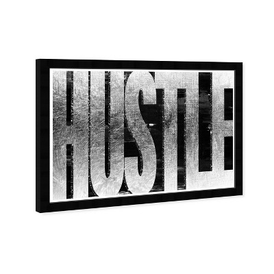 19" x 13" Hustle Cave Motivational Quotes Framed Wall Art Gray - Hatcher and Ethan