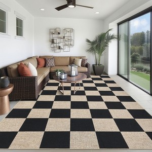 Modern Easy Jute Rug Washable Rug with Non Slip TPR Backing - 1 of 4
