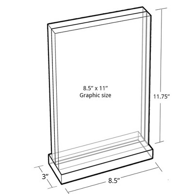 Clear Acrylic Freestanding Tabletop Photo Frame, 8.5" x 11"