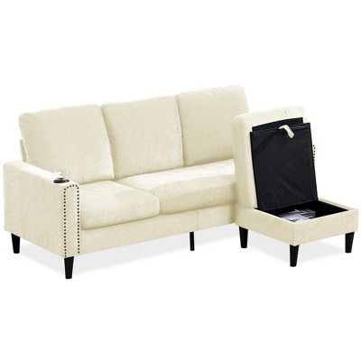 SKRAN Sectional Sofa,Modern Design Chenille with Storage Chaise for Apartment, Studio, Office,Living Room
