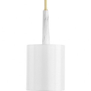 Progress Lighting Palacio 1-Light Pendant, Vintage Gold Finish, White Silk Shade Collection - 1 of 2