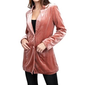 Women's Shiny Velvet Peak Lapel Single Blazer - BiBi - 1 of 3