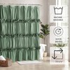 Light Green Ruffle Shower Curtain, Vintage Bow Tie Bath Curtain, 72 Wx 72 H, Ruched Microfiber with 12 Buttonholes - 4 of 4