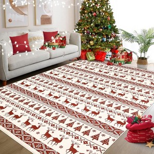 GustoWave Snowflake Christmas Holiday Decorative Area Rug for Bedroom Living Room, White - 1 of 4
