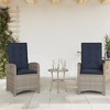 vidaXL Reclining Patio Chairs with Cushions - Adjustable Outdoor Lounge Seats in Gray Poly Rattan, Navy Blue Padding, Robust Frame - 2 of 4