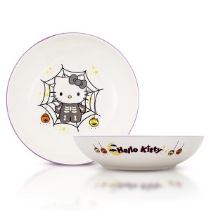 Silver Buffalo Sanrio Hello Kitty Skeleton Web 9-Inch Ceramic Coupe Dinner Bowl - 1 of 4